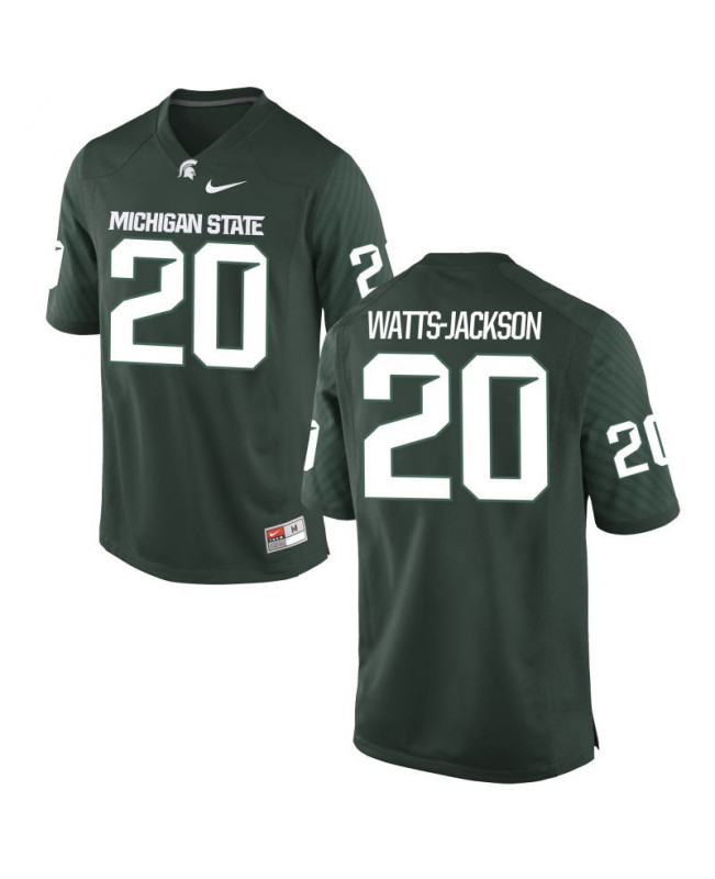 Men's Michigan State Spartans #20 Jalen Watts-Jackson NCAA Nike Authentic Green College Stitched Football Jersey DV41G60KJ